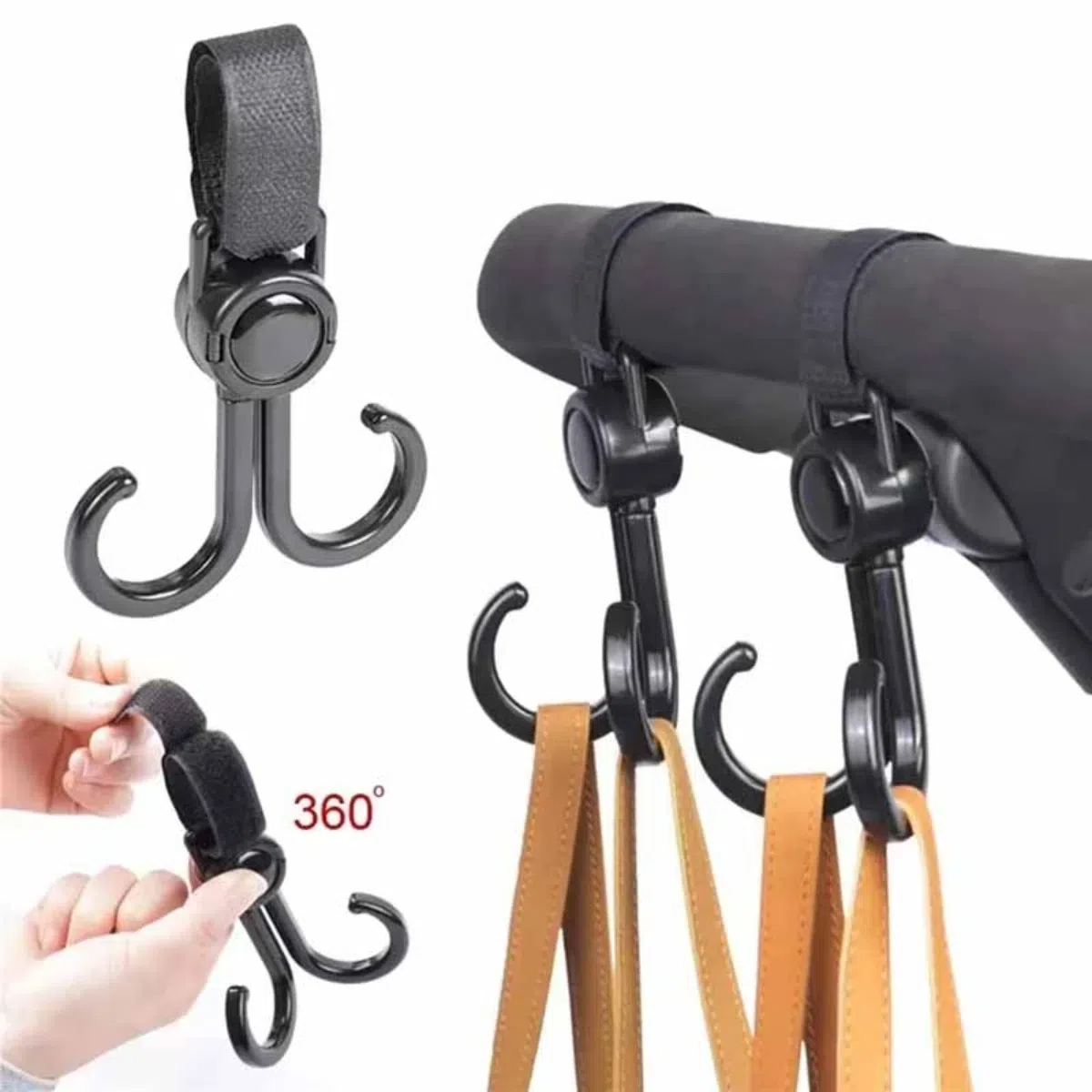 Travel Accessories Baby - Ganchos dobles giratorios para cochecito de