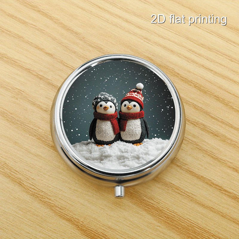 Travel Accessories As Gifts - Caja redonda Winter Penguin con 7