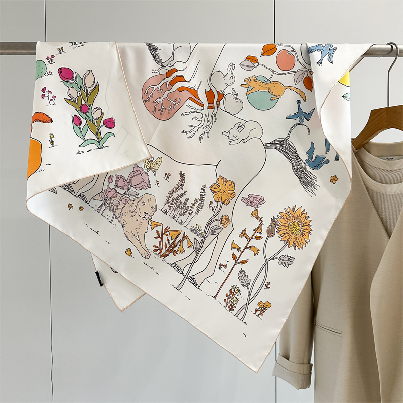 Travel Accessories Aesthetic - Pañuelo de seda con estampado AB