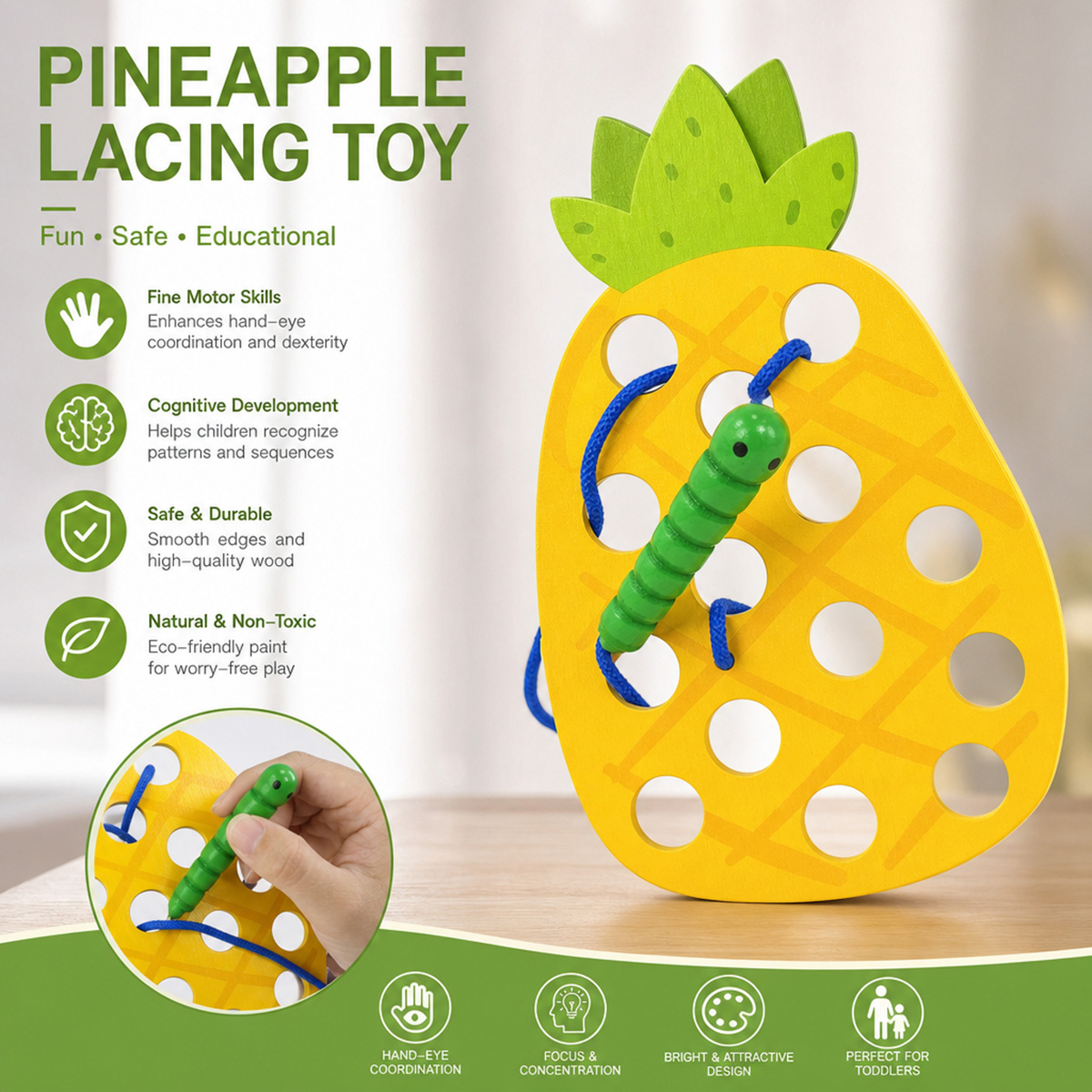 Travel Accessories Baby - Juguetes de madera con forma de