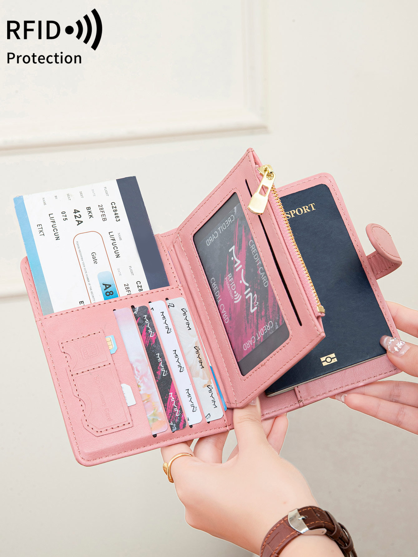 Travel Accessories Wallet - Bolsa para Pasaporte Multifuncional con Protección